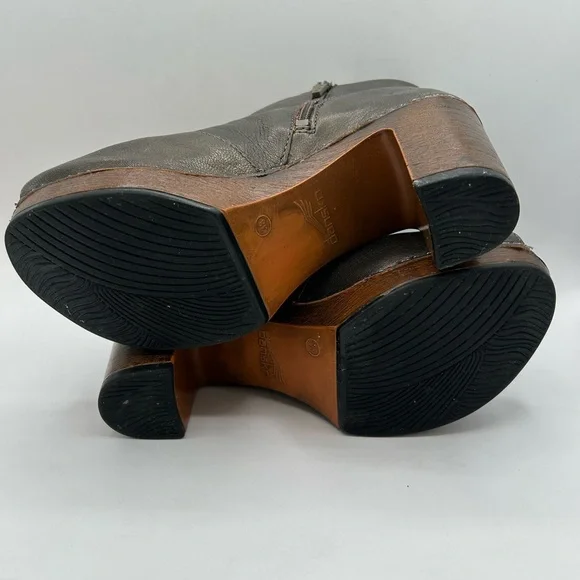 Dansko Women's Delphina Peep toe Clog Ankle Bootie Leather Aged Bronze Sz 38 - Picture 11 of 14